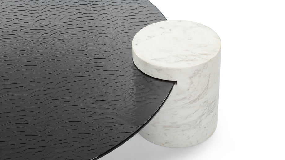 Verre ParticulierVerre Particulier - Verre Particulier Coffee Table, White Marble and Smoked Glass