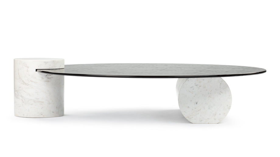Verre ParticulierVerre Particulier - Verre Particulier Coffee Table, White Marble and Smoked Glass
