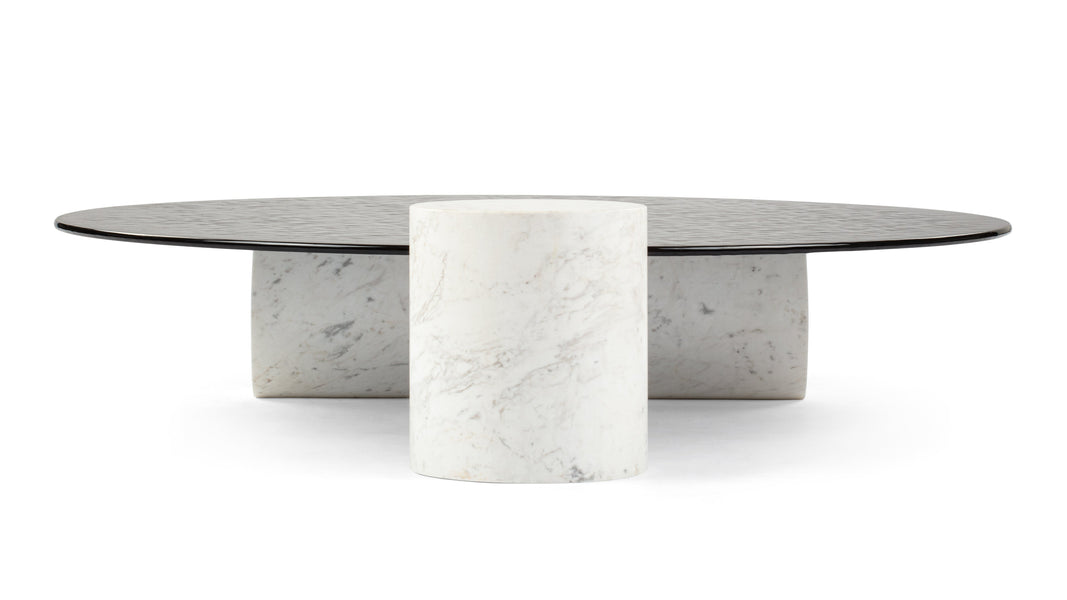 Verre ParticulierVerre Particulier - Verre Particulier Coffee Table, White Marble and Smoked Glass