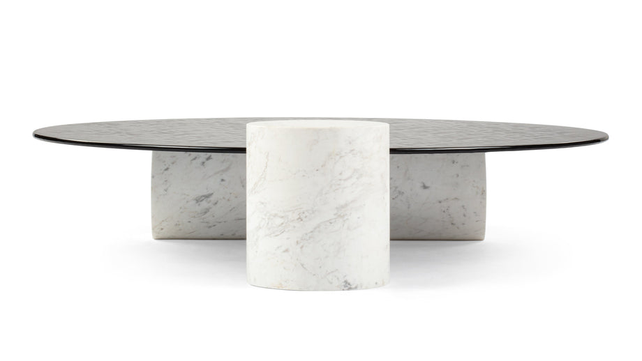 Verre ParticulierVerre Particulier - Verre Particulier Coffee Table, White Marble and Smoked Glass