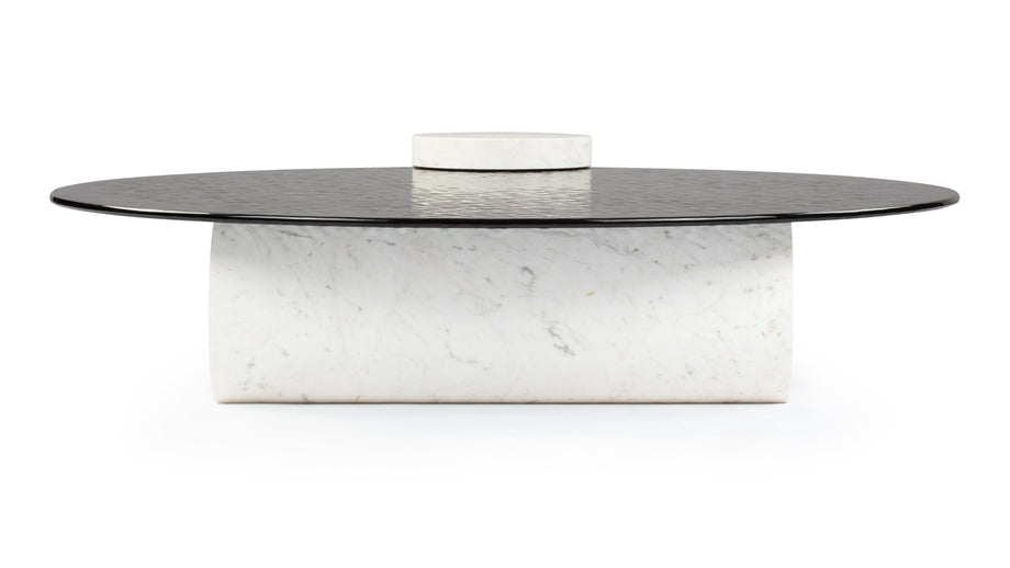Verre ParticulierVerre Particulier - Verre Particulier Coffee Table, White Marble and Smoked Glass