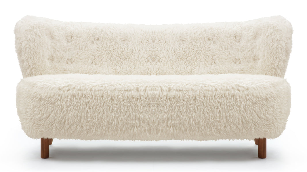 PetraPetra - Petra Sofa, White Long Hair Sherpa and Walnut