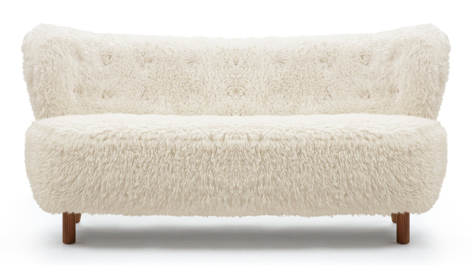 PetraPetra - Petra Sofa, White Long Hair Sherpa and Walnut