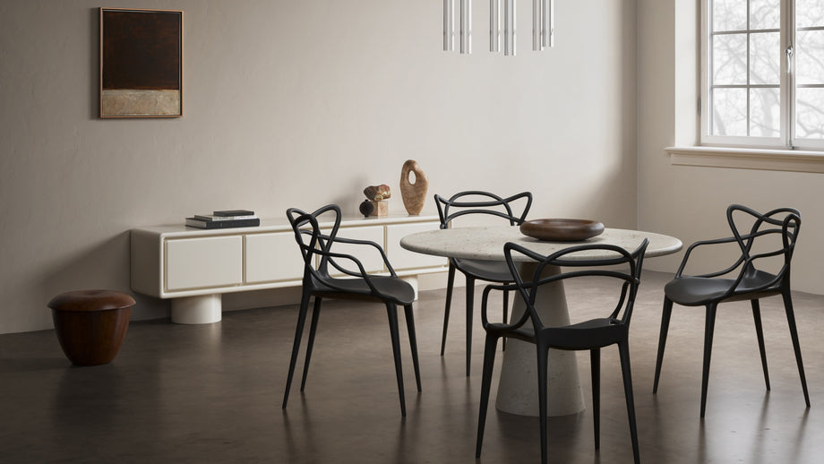 AnsonAnson - Anson Round Dining Table, Limestone, 119cm
