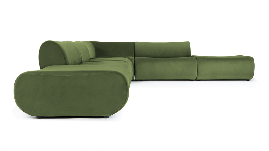 LeoLeo - Leo Sectional, Right Corner, Lichen Plush Velvet
