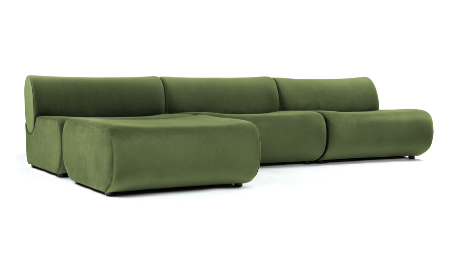 LeoLeo - Leo Sectional, Left Chaise, Lichen Plush Velvet