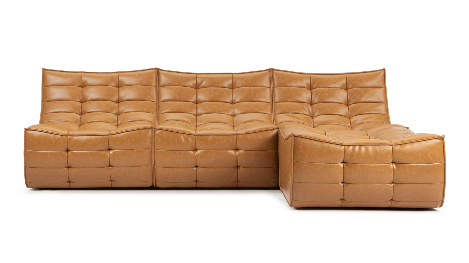 TygeTyge - Tyge Sectional, Right Chaise, Bourbon Vegan Leather