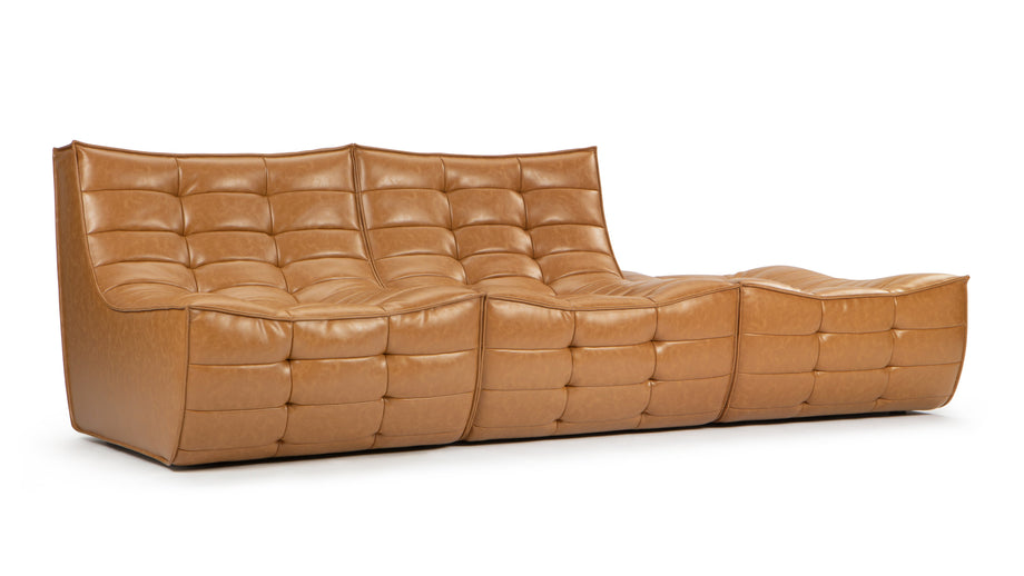TygeTyge - Tyge Open End Sofa, Right, Bourbon Vegan Leather