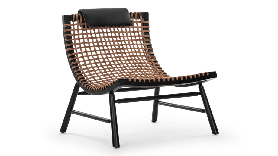 SukoSuko - Suko Lounge Chair, Natural Cord and Ink Black Vegan Leather