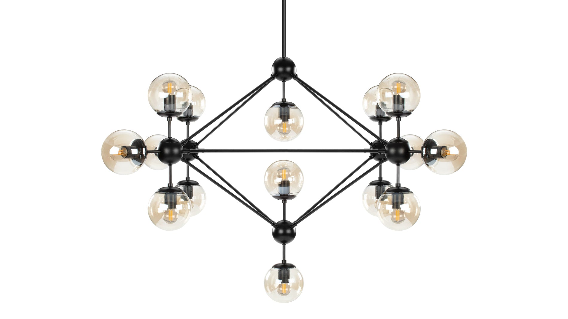 MotoMoto - Moto Chandelier, Large, Smoked Glass and Black