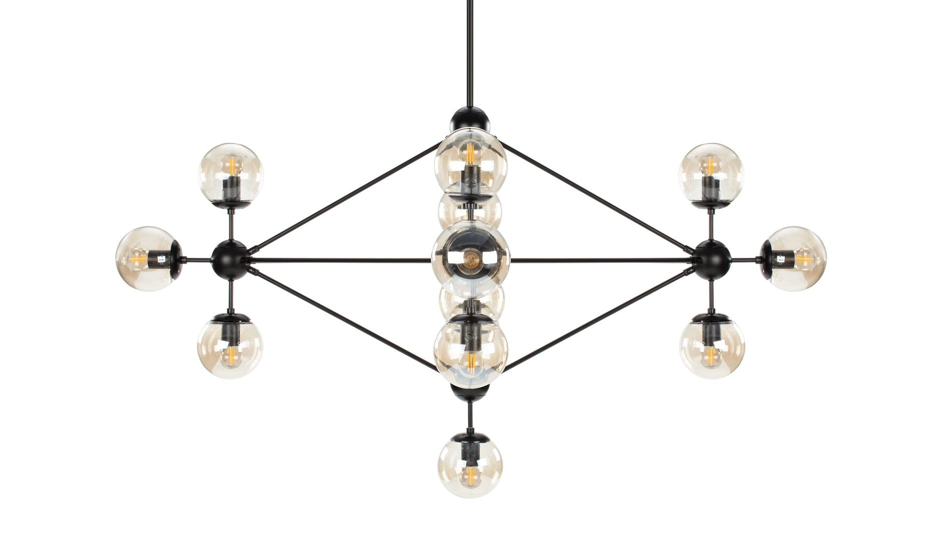 MotoMoto - Moto Chandelier, Large, Smoked Glass and Black
