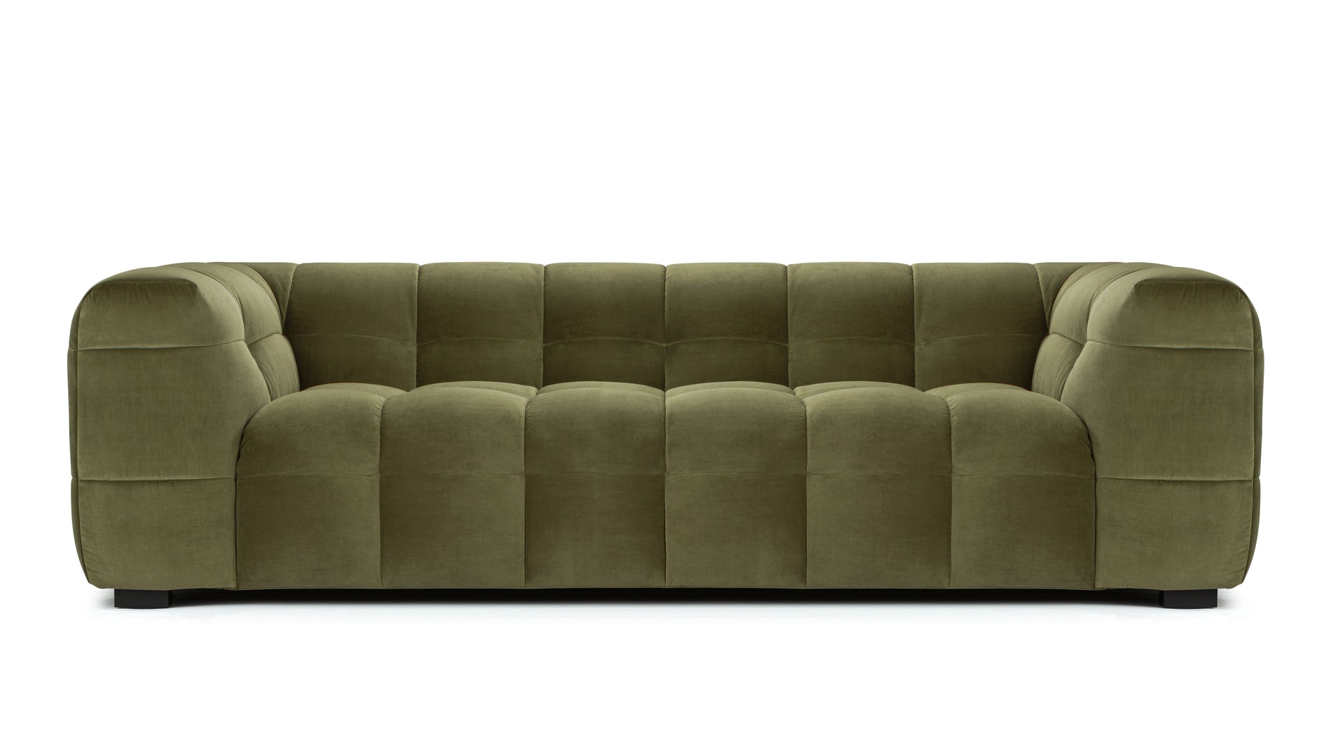 StanStan - Stan Three Seater Sofa, Olive Green Velvet