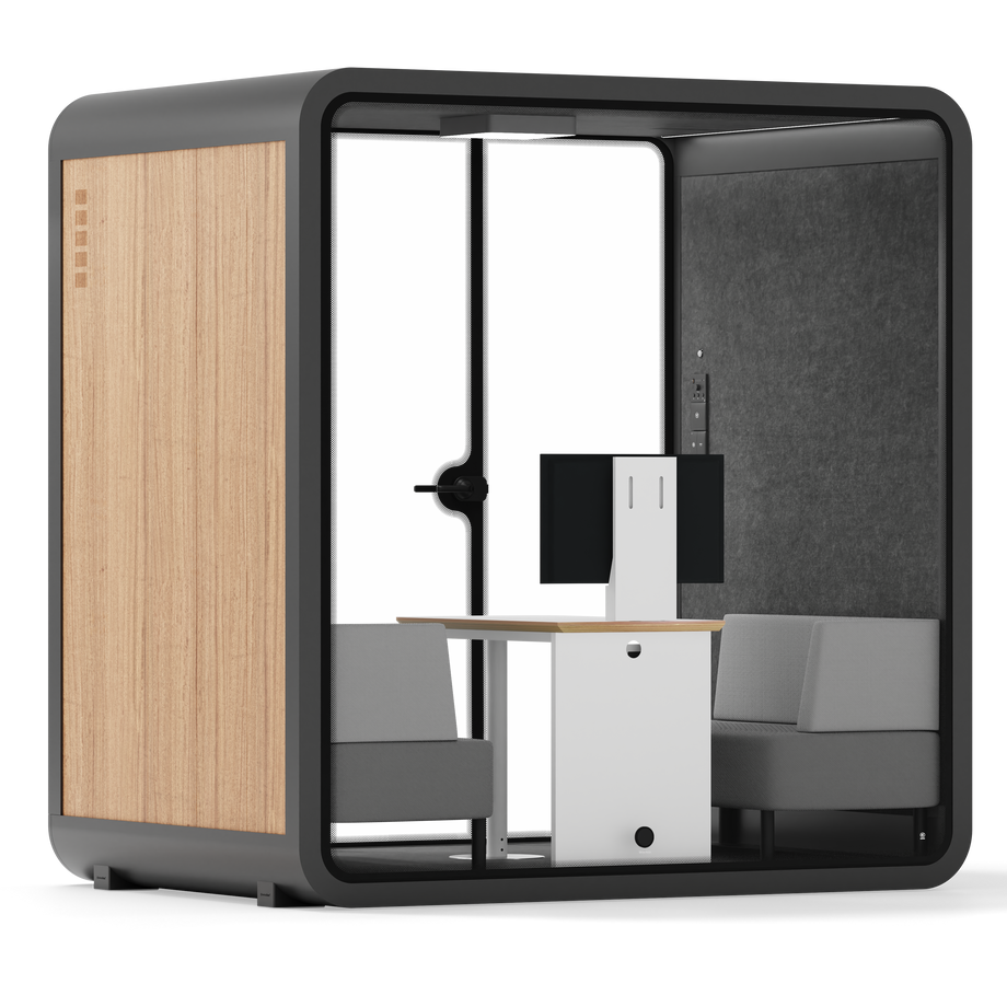 Office Pod Quell - 4 personWooden / Dark Grey / Delux