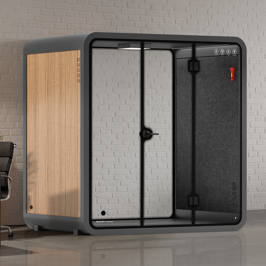 Office Pod Quell - 4 personWooden / Dark Grey / No Furniture