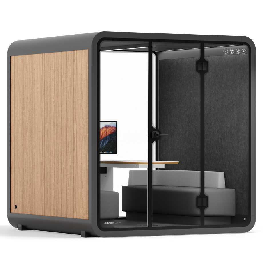 Meeting Booth Quell - 6 PersonWooden / Dark Grey / Furniture Set 1