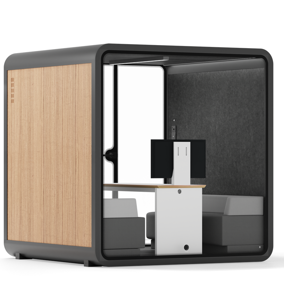 Meeting Booth Quell - 6 PersonWooden / Dark Grey / Furniture Set 1