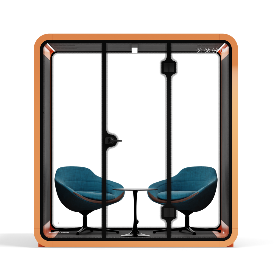 Meeting Booth Quell - 6 PersonOrange / Dark Grey / Furniture Set 2
