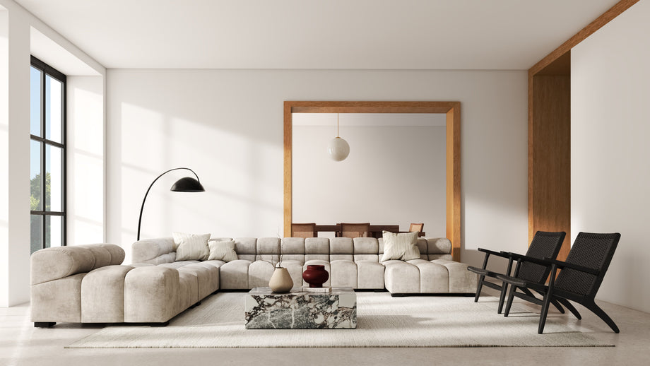 TuftyBeige Gray Chenille