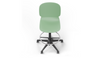 Aarhus Swivel Counter Stool by Quell Design in morandi green positioned around a modern kitchen island with wooden countertops and pendant lighting. Featuring a smooth moulded polypropylene seat, adjustable gas-lift height, 360-degree swivel, integrated footrest ring, and sturdy five-star base, this Scandinavian-inspired stool blends ergonomic comfort with minimalist contemporary style for residential and commercial interiors.