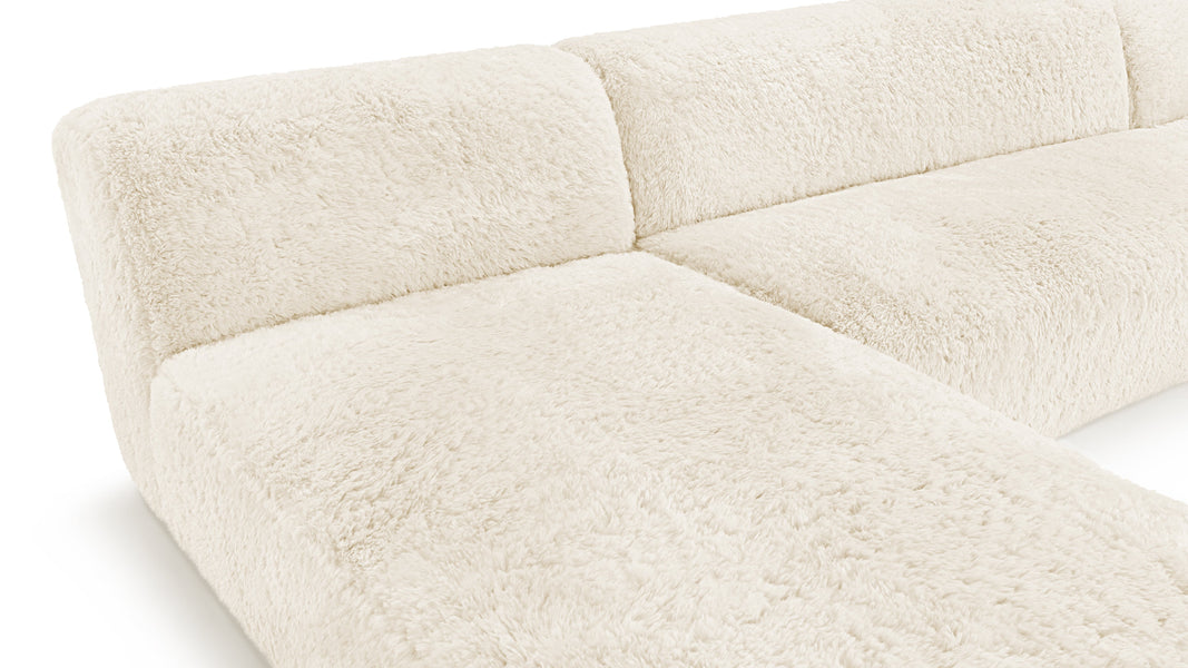IonaIona - Iona Sectional, Double Chaise, White Long Hair Sherpa
