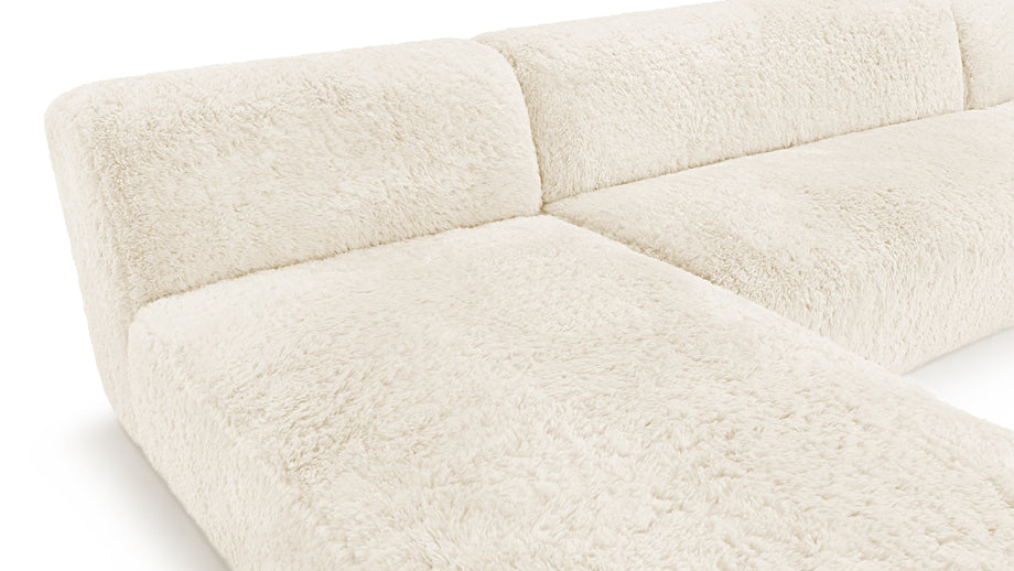 IonaIona - Iona Sectional, Double Chaise, White Long Hair Sherpa