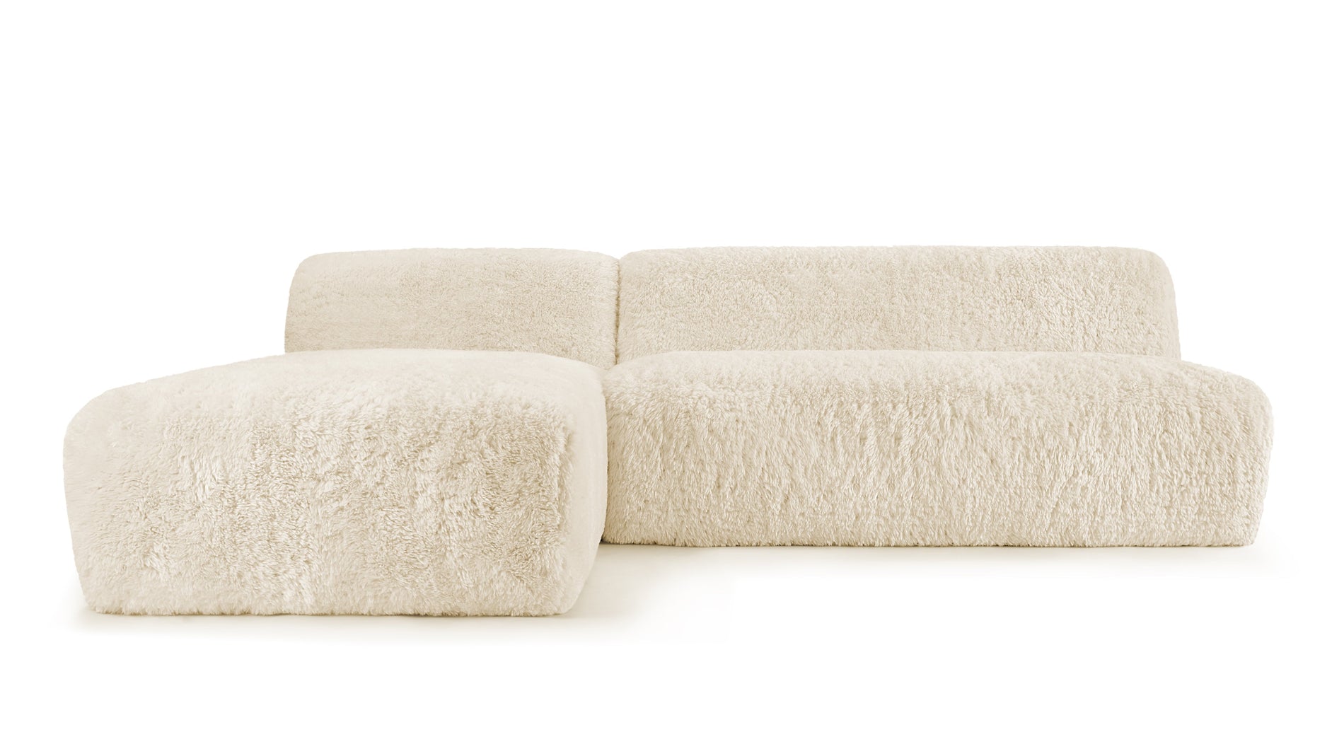 IonaIona - Iona Sectional, Left Chaise, White Long Hair Sherpa