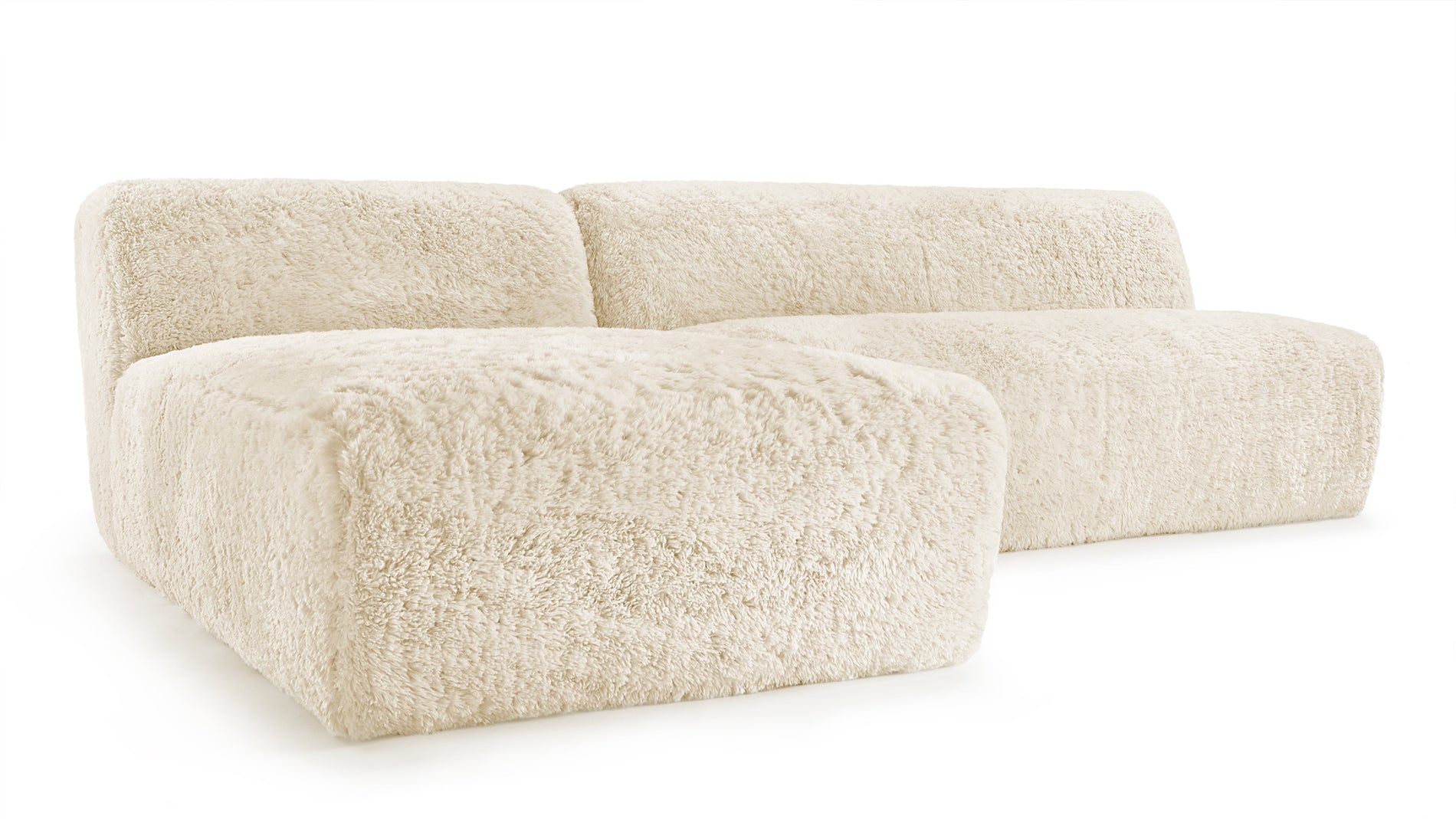 IonaIona - Iona Sectional, Left Chaise, White Long Hair Sherpa