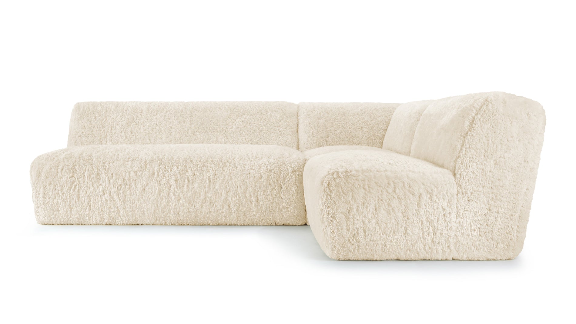 IonaIona - Iona Sectional, Right Corner, White Long Hair Sherpa