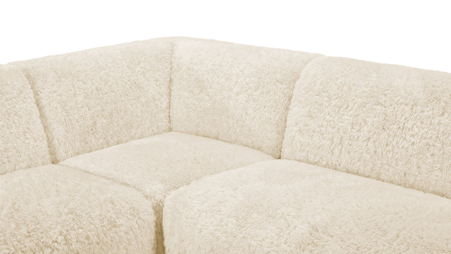IonaIona - Iona Sectional, Left Corner, White Long Hair Sherpa