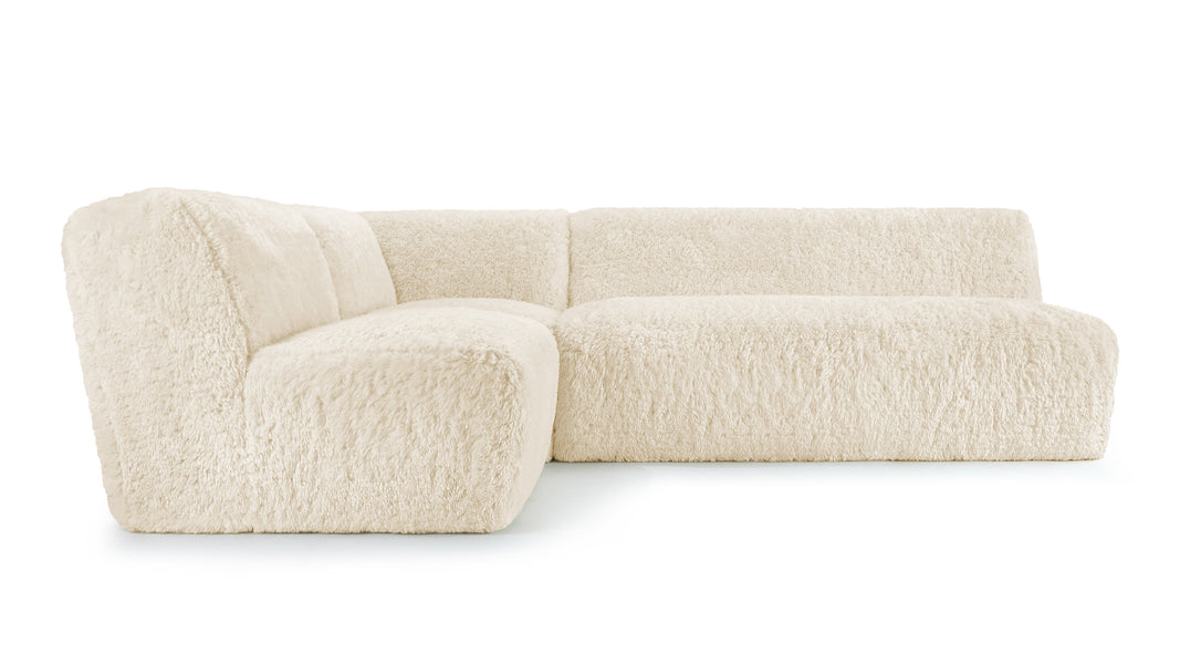 IonaIona - Iona Sectional, Left Corner, White Long Hair Sherpa