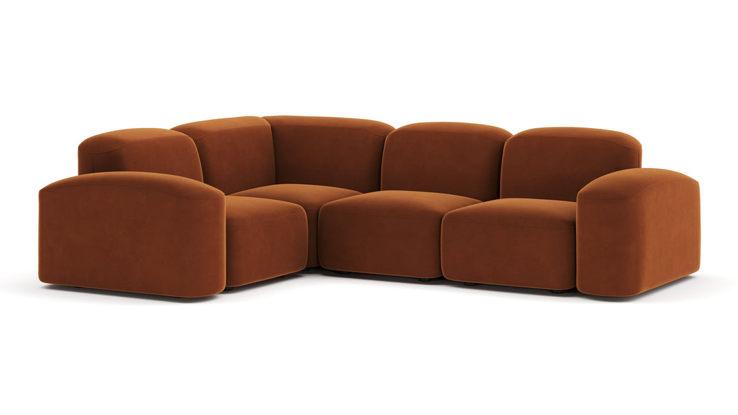 MuseMuse - Muse Sectional, Small Left Corner, Burnt Orange Velvet
