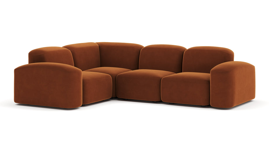 MuseMuse - Muse Sectional, Small Left Corner, Burnt Orange Velvet