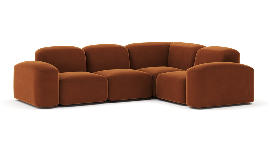 MuseMuse - Muse Sectional, Small Right Corner, Burnt Orange Velvet