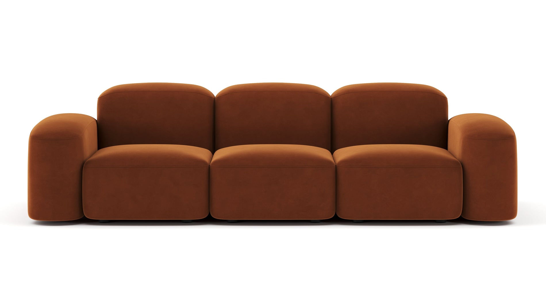 MuseMuse - Muse Three Seater Sofa, Burnt Orange Velvet