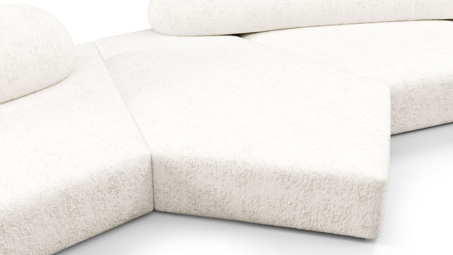 On the RocksOn the Rocks - On the Rocks Sofa, Five Seater, White Textured Chenille