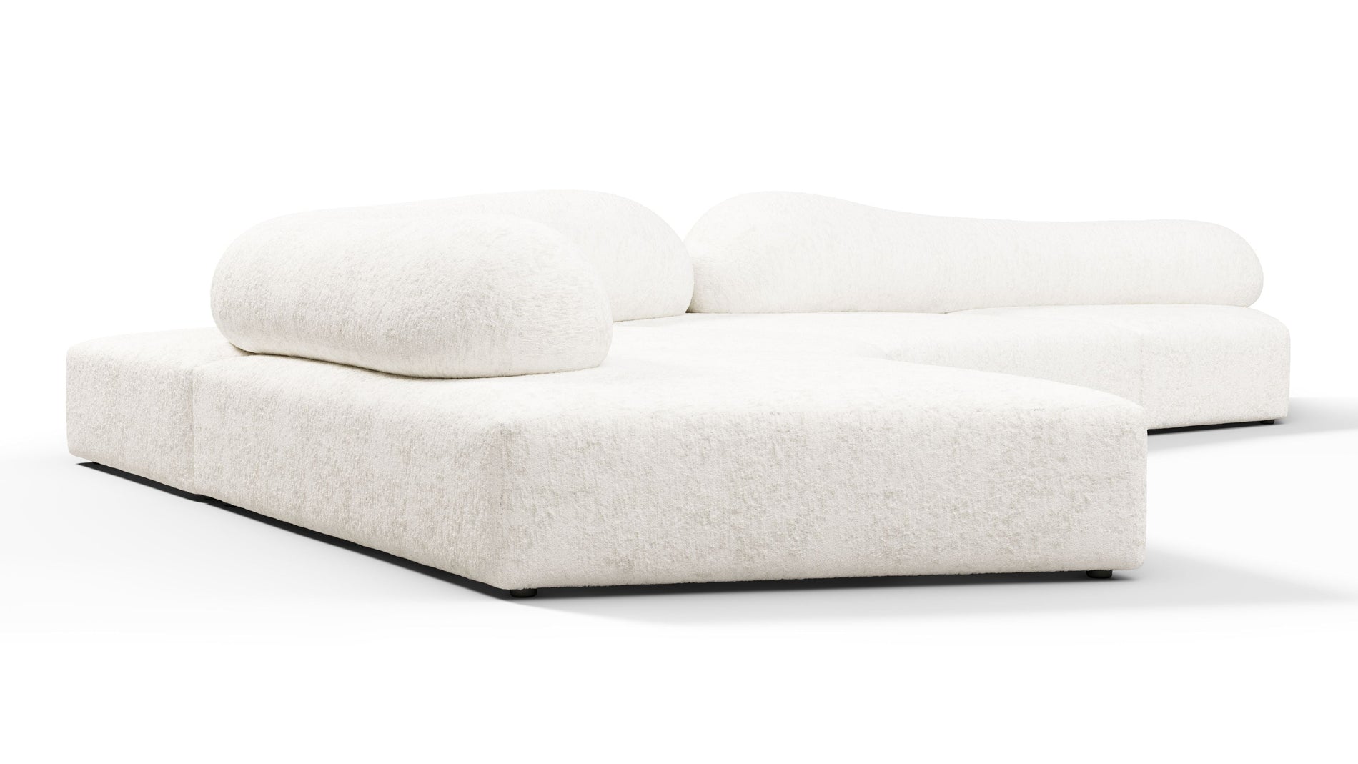 On the RocksOn the Rocks - On the Rocks Sofa, Left Corner, White Textured Chenille