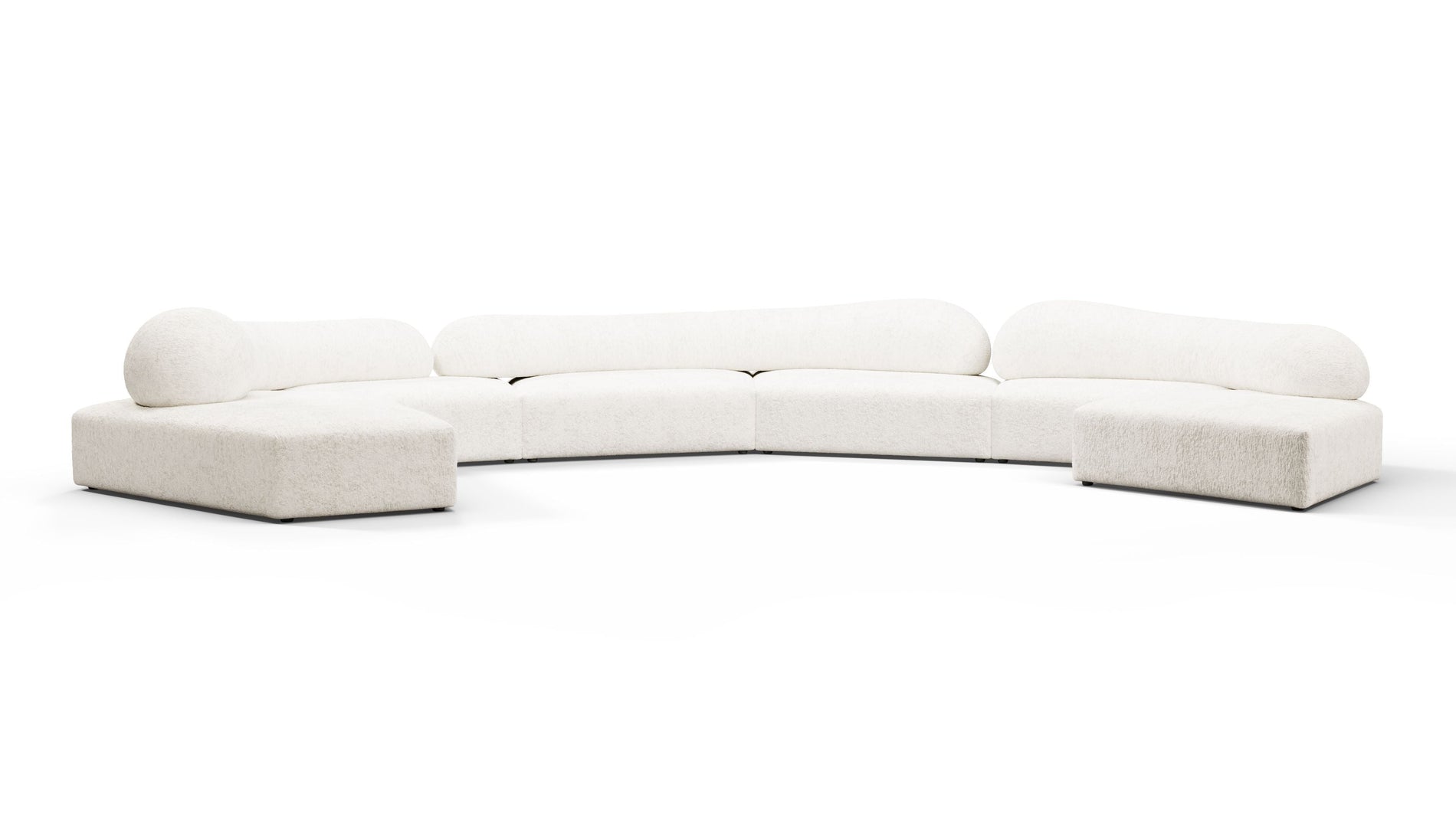 On the RocksOn the Rocks - On the Rocks Sofa, U Shape, White Textured Chenille