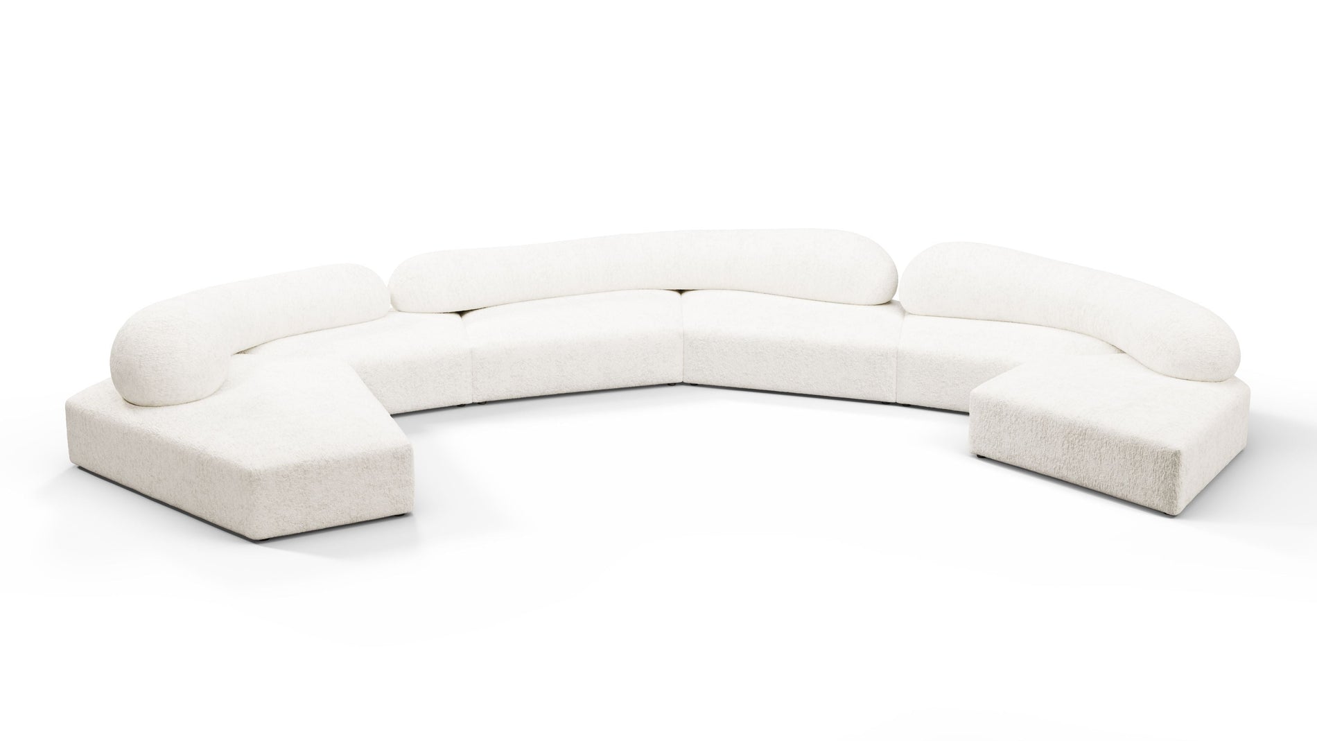 On the RocksOn the Rocks - On the Rocks Sofa, U Shape, White Textured Chenille