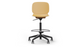 Aarhus Swivel Counter Stool by Quell Design in ginger positioned around a modern kitchen island with wooden countertops and pendant lighting. Featuring a smooth moulded polypropylene seat, adjustable gas-lift height, 360-degree swivel, integrated footrest ring, and sturdy five-star base, this Scandinavian-inspired stool blends ergonomic comfort with minimalist contemporary style for residential and commercial interiors.