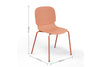 A coral chair with dimensions indicated on a white background. The dimensions are width 560mm, depth 510mm, and height 820mm.