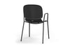 Aarhus Bistro Arm Chair by Quell Design – a modern Scandinavian-style chair in black with an ergonomic moulded polypropylene seat and integrated curved armrests. Supported by slim black powder-coated steel legs, this elegant and durable chair is ideal for collaborative offices, cafés, and contemporary dining spaces, blending comfort, functionality, and minimalist design.