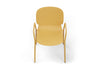 Aarhus Bistro Arm Chair by Quell Design – a modern Scandinavian-style chair in ginger with an ergonomic moulded polypropylene seat and integrated curved armrests. Supported by slim black powder-coated steel legs, this elegant and durable chair is ideal for collaborative offices, cafés, and contemporary dining spaces, blending comfort, functionality, and minimalist design.