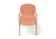 Aarhus Bistro Arm Chair by Quell Design – a modern Scandinavian-style chair in coral with an ergonomic moulded polypropylene seat and integrated curved armrests. Supported by slim black powder-coated steel legs, this elegant and durable chair is ideal for collaborative offices, cafés, and contemporary dining spaces, blending comfort, functionality, and minimalist design.