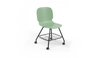 Aarhus Eiffel Chair V2 by Quell Design — a task/education chair in morandi green with a contoured moulded polypropylene seat, smooth-rolling four-wheel base and metal mesh storage under the seat. Designed for classrooms or offices, it offers ergonomic support, mobility and organised practicality for learning and working environments.