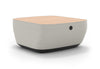 Byorne Modular Coffee Table upholstered in premium linen fabric, available in dusty teal, dark grey and pebble grey. Designed to complement modular seating layouts, it features durable injection-moulded nylon legs for a lightweight yet stable base, integrated USB charging for convenient connectivity and a clean contemporary aesthetic suited to a variety of interiors.