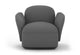Byorne Armchair upholstered in premium fabric, available in dusty teal, dark grey and pebble grey, featuring generous proportions for lasting comfort and a refined, modern silhouette. Built with a welded steel internal frame and moulded foam cushioning for durability and support, it is finished with injection moulded nylon legs and designed to integrate seamlessly into flexible modular seating layouts.