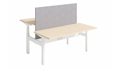 Forma Lift Precision Desk with 3-section adjustable legs, 50x80 leg profile, telescopic frame range of 1158-1758mm, lift range of 685-1245mm, 125kg load capacity, 38mm/s lift speed, low-noise operation under 50dB and energy-efficient standby mode, designed for ergonomic sit-stand performance in modern workspaces.