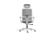 CB Fokus Ergonomic High-Back Office Chair in greywhite on a white background, designed for premium workplace comfort with a breathable mesh backrest and built-in lumbar support. Features include a height-adjustable headrest, moulded foam fabric seat with seat-slide function, adjustable armrests with PU pads, a multi-locking synchro mechanism, smooth gas-lift height adjustment and a durable nylon base with PU castors for reliable mobility in modern ergonomic workspaces.
