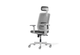 CB Fokus Ergonomic High-Back Office Chair in greywhite on a white background, designed for premium workplace comfort with a breathable mesh backrest and built-in lumbar support. Features include a height-adjustable headrest, moulded foam fabric seat with seat-slide function, adjustable armrests with PU pads, a multi-locking synchro mechanism, smooth gas-lift height adjustment and a durable nylon base with PU castors for reliable mobility in modern ergonomic workspaces.