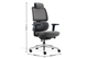 Anka Adaptive Desk Chair in grey with a midnight-blue frame on a white background next to its dimensions (Width 680mm × Depth 585mm × Height 1115mm), featuring a fixed fabric-upholstered headrest, breathable Korean mesh back, moulded-foam fabric seat, and midnight-blue 3D adjustable nylon armrests. Designed for advanced ergonomic support in modern offices, the chair includes a multi-locking F020 synchro mechanism, Class-4 Samhongsa gas lift, a premium aluminium base, and black PU castors for smooth, reliabl